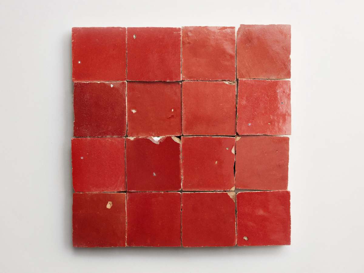 Zellige tiles palace red 2" square.