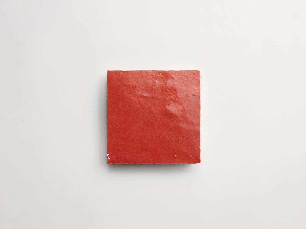 Zellige tiles moroccan palace red 4" square.