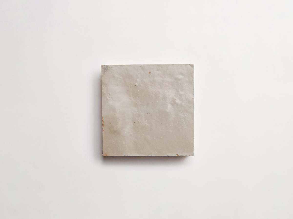 Zellige tile warm neutral parched vellum 4" square.