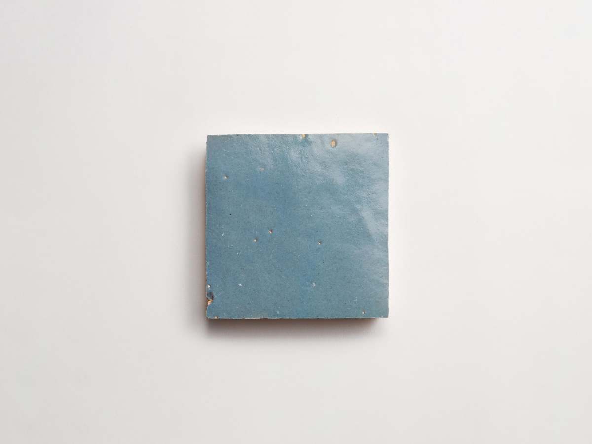 Zellige tiles pending storm blue 4" square.