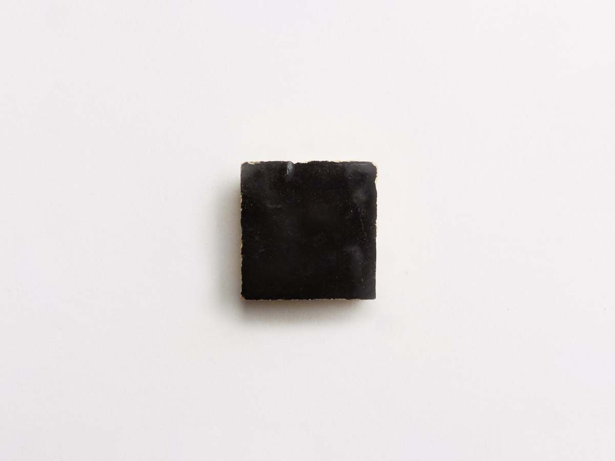 Zellige tile scribe's ink black 2" square.