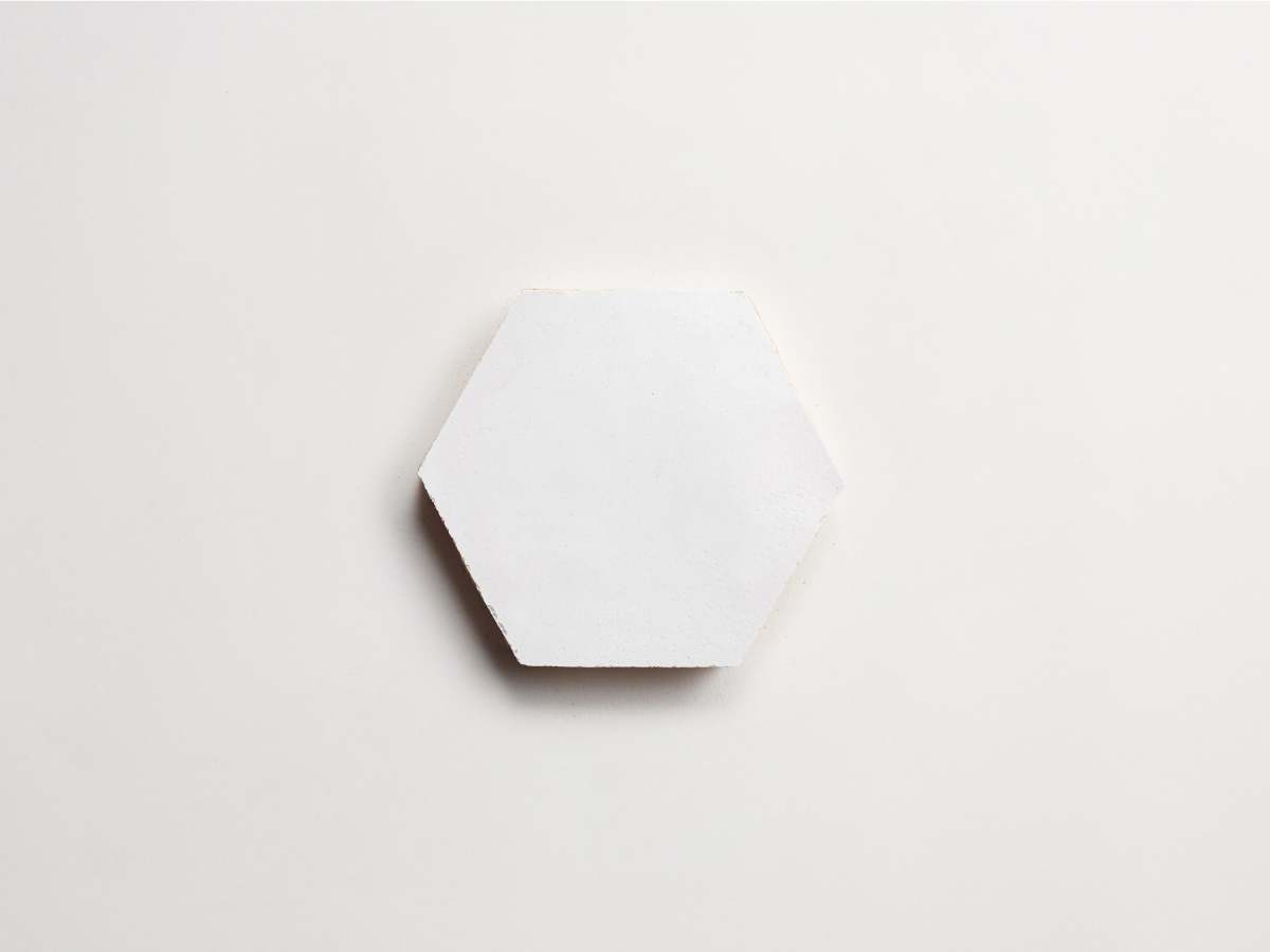 Zellige tile moroccan sea salt white hexagon.