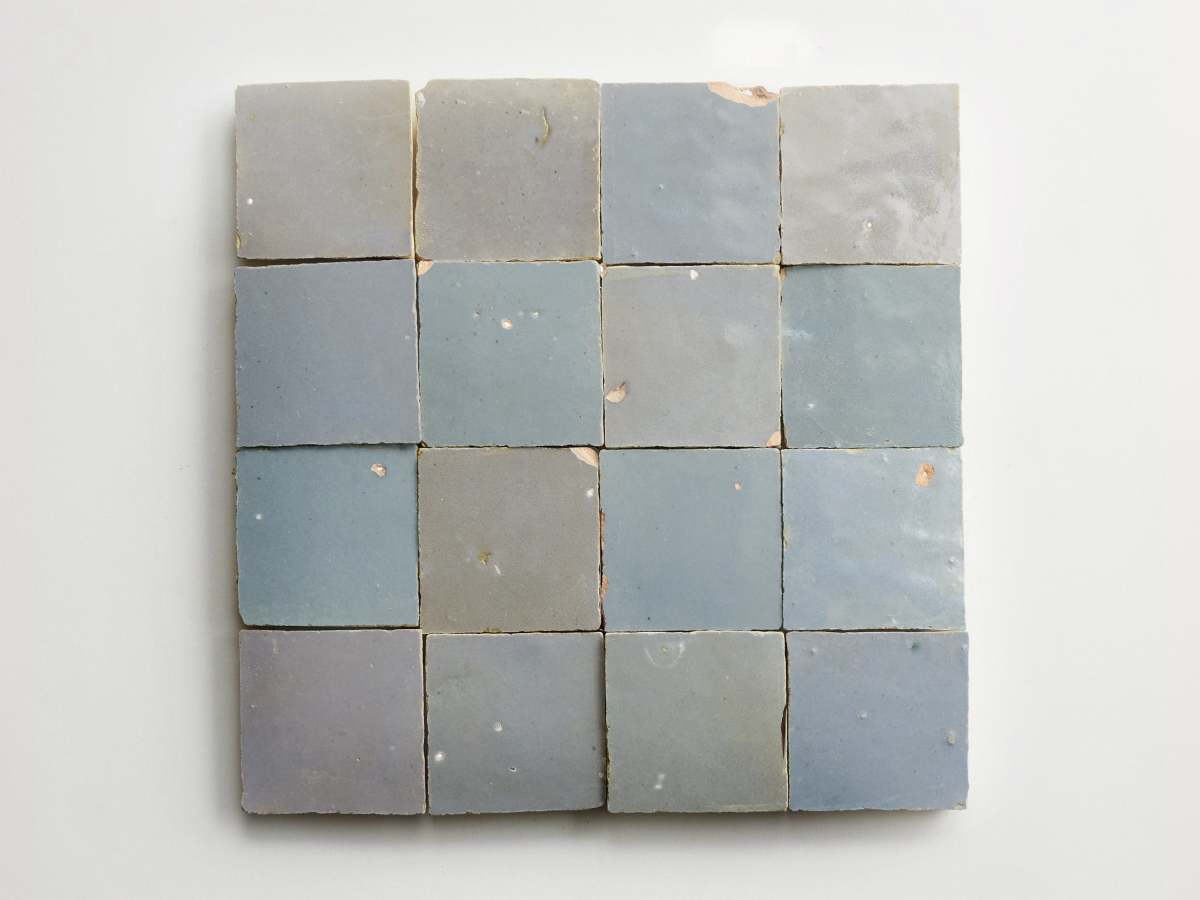 Shattered pearl unmounted zellige moroccan terracotta tile.