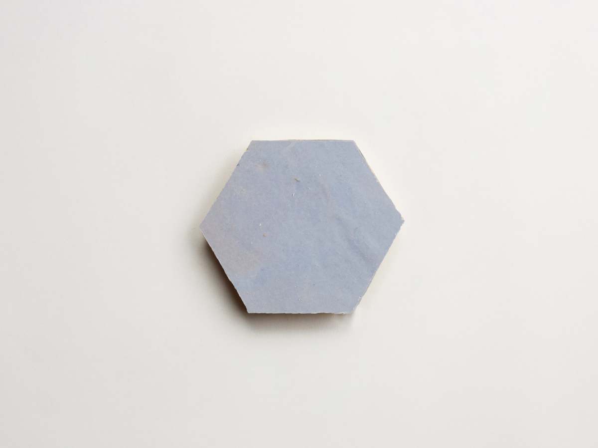Zellige tile light blue sky bloom hexagon.