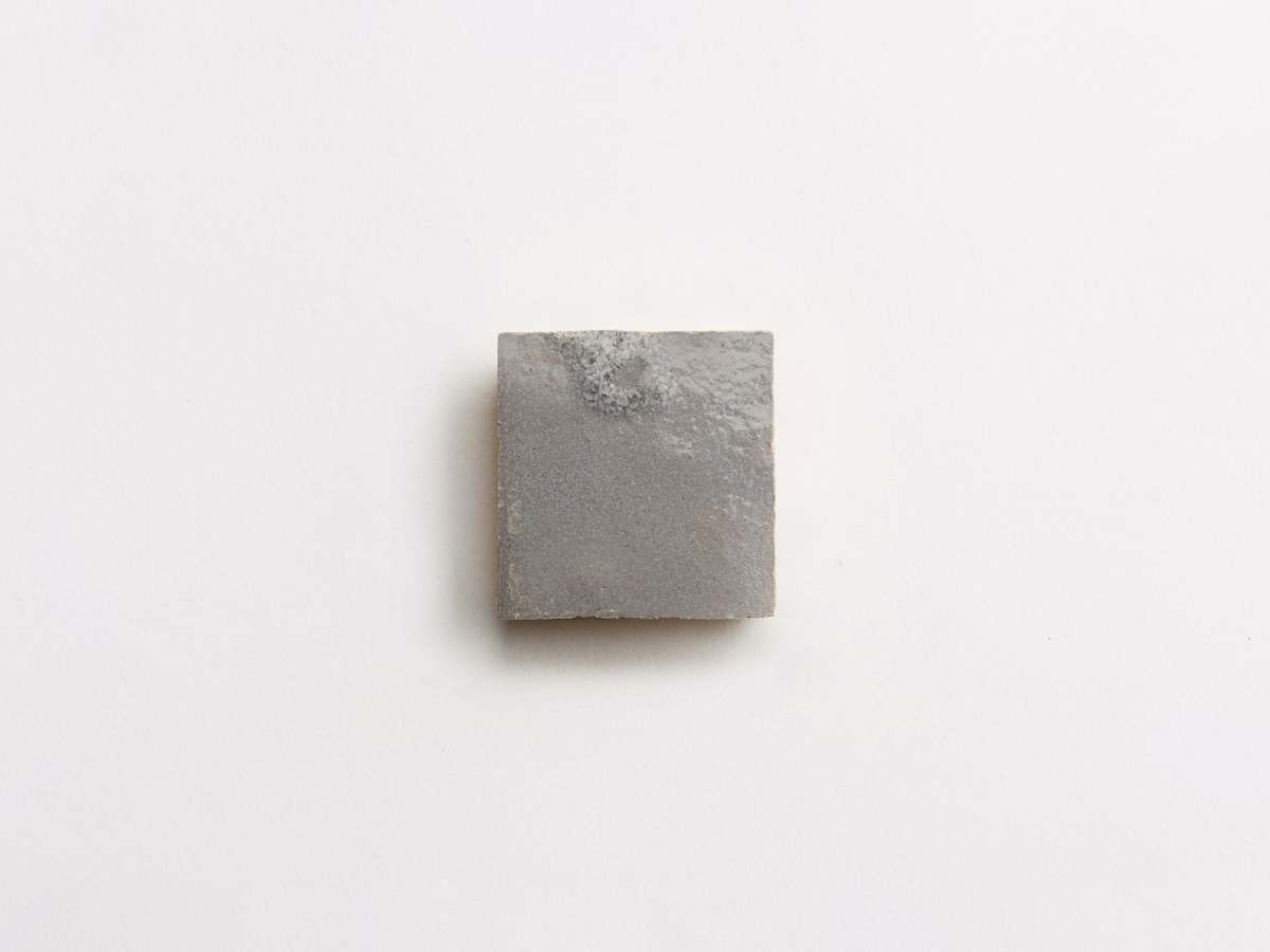 Zellige tile grey tile tarnished silver 2" square.