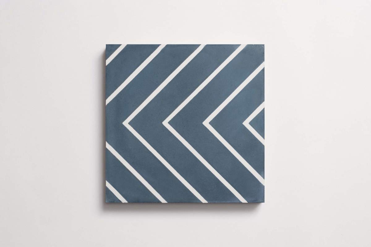 Tile concrete cement zenith pinstriped federal blue.