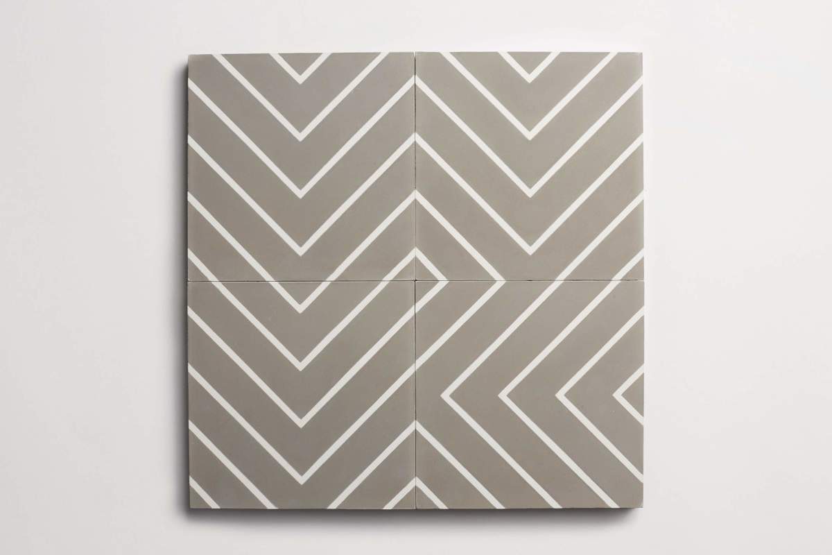 Tile concrete cement zenith white pinstripe on grey.