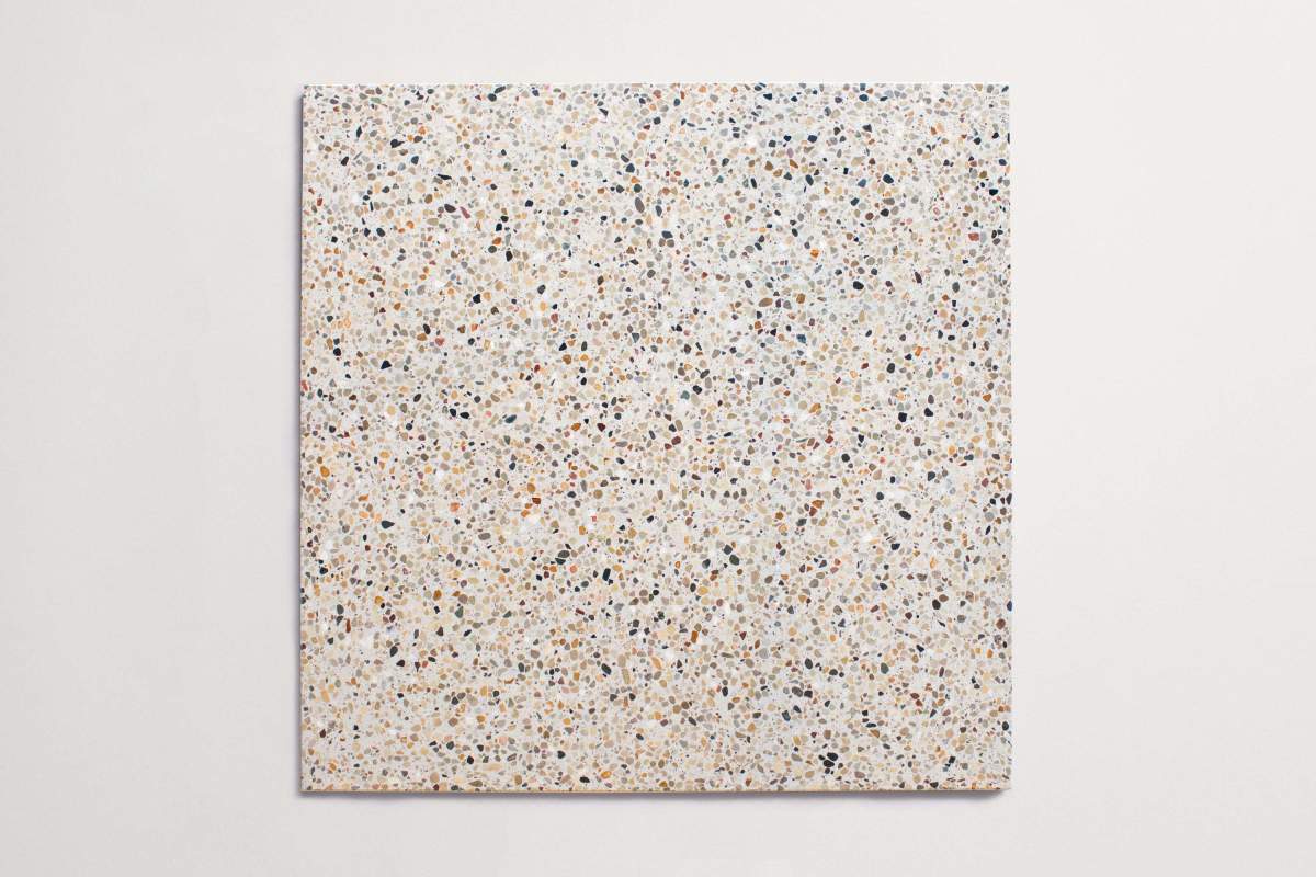 Tile forage terrazzo cement white square 24x24.