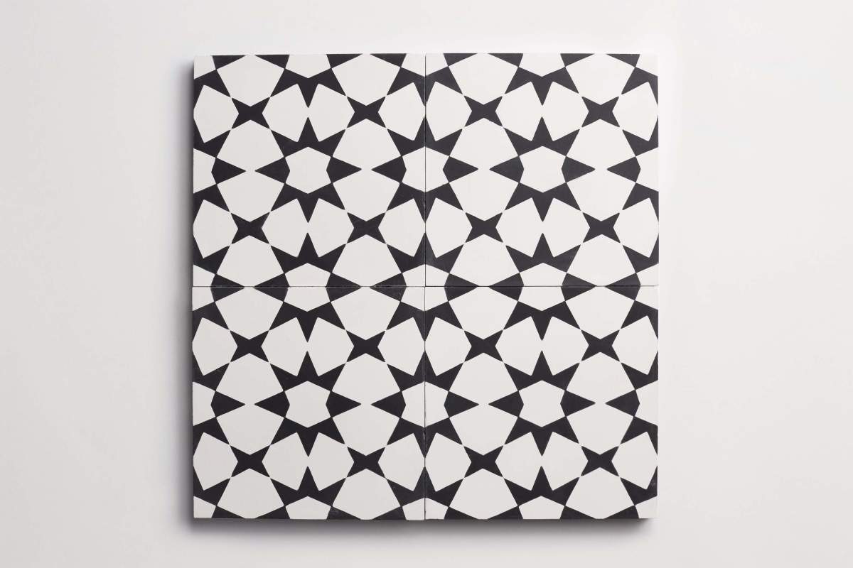 Tile concrete cement moroccan 3 fez black white.