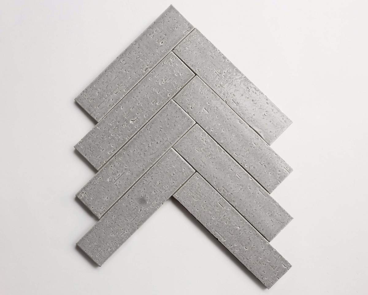 Modern farmhouse glazed brick subway gloss grey tile.