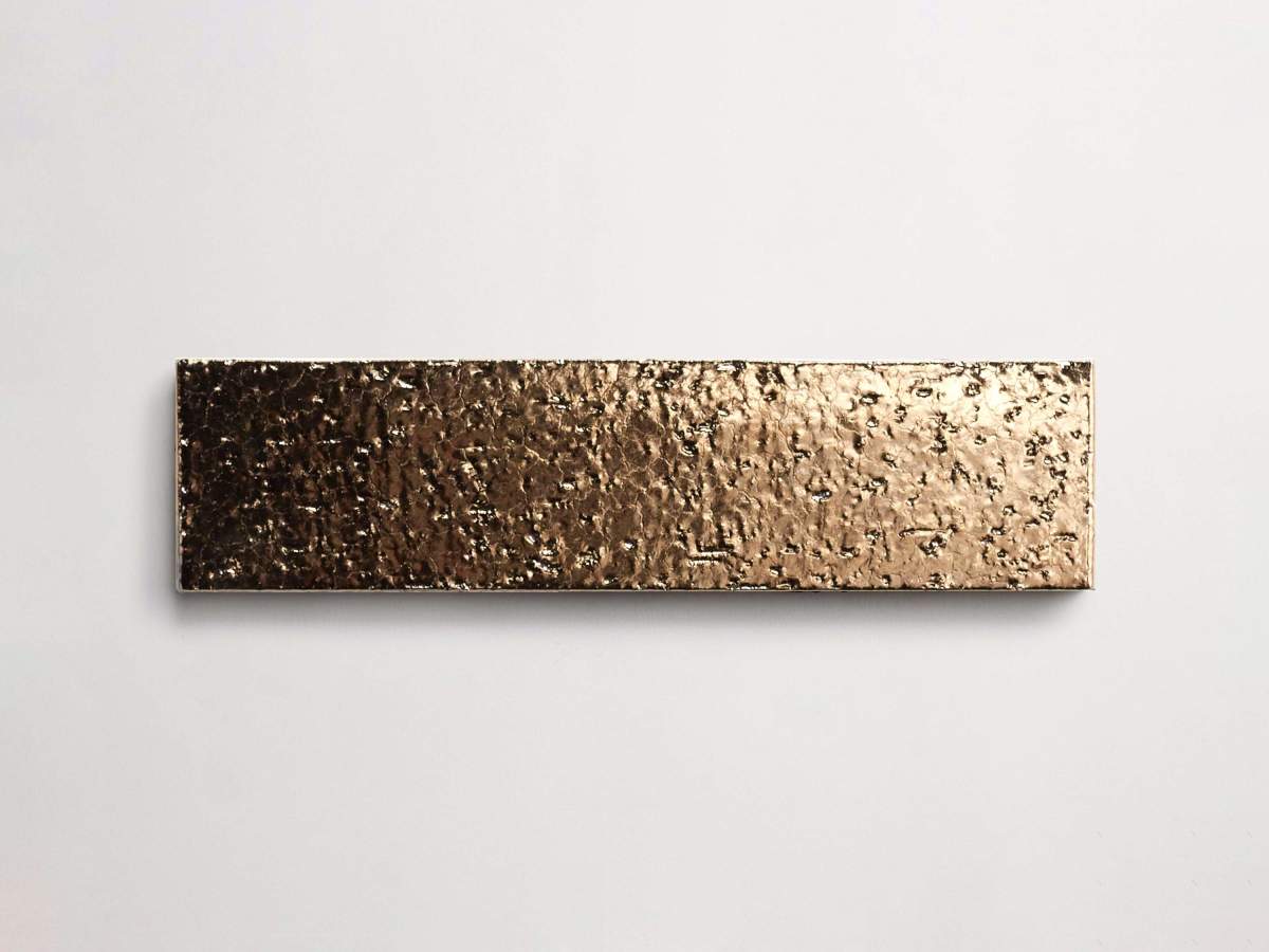 Modern farmhouse glazed brick subway bronze gloss tile.