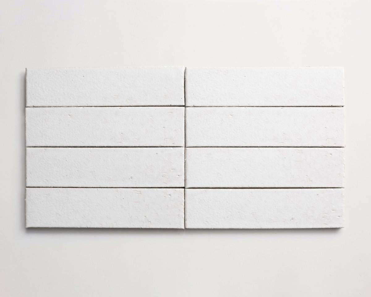 Modern farmhouse glazed brick subway matte white tile.