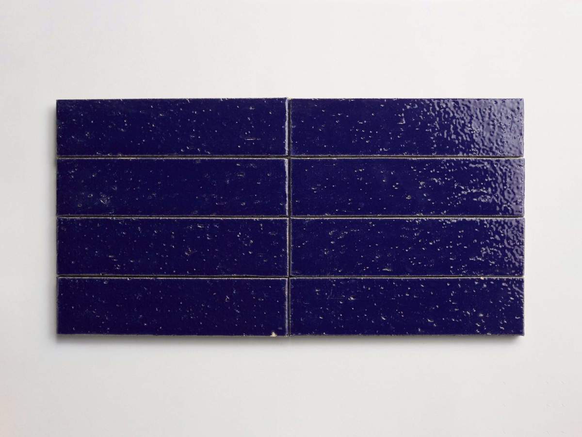 Modern farmhouse glazed brick royal blue gloss tile.