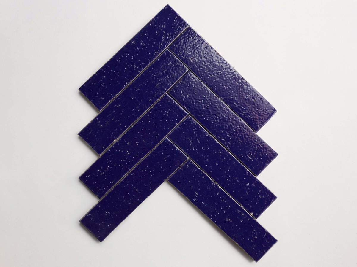 Modern farmhouse glazed brick royal blue gloss tile.