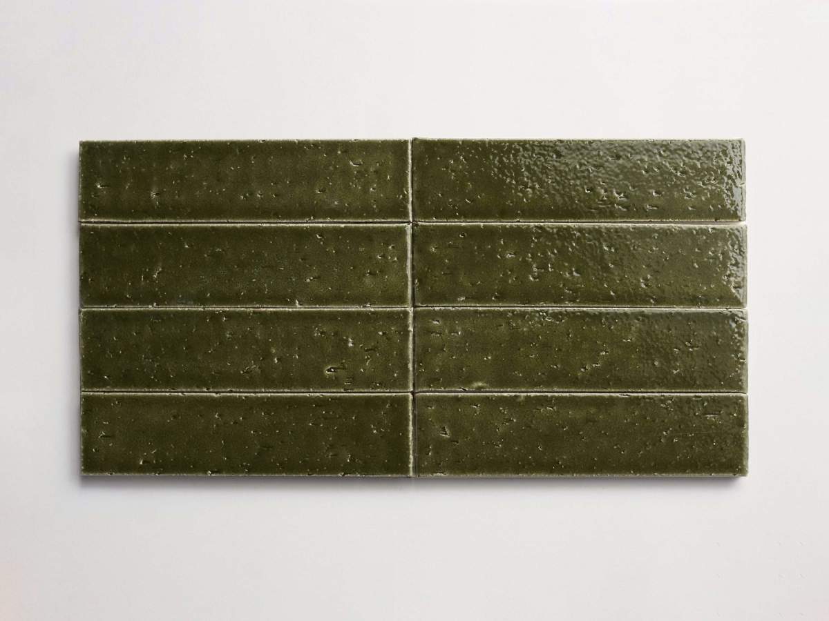 Modern farmhouse glazed brick deep green gloss tile.
