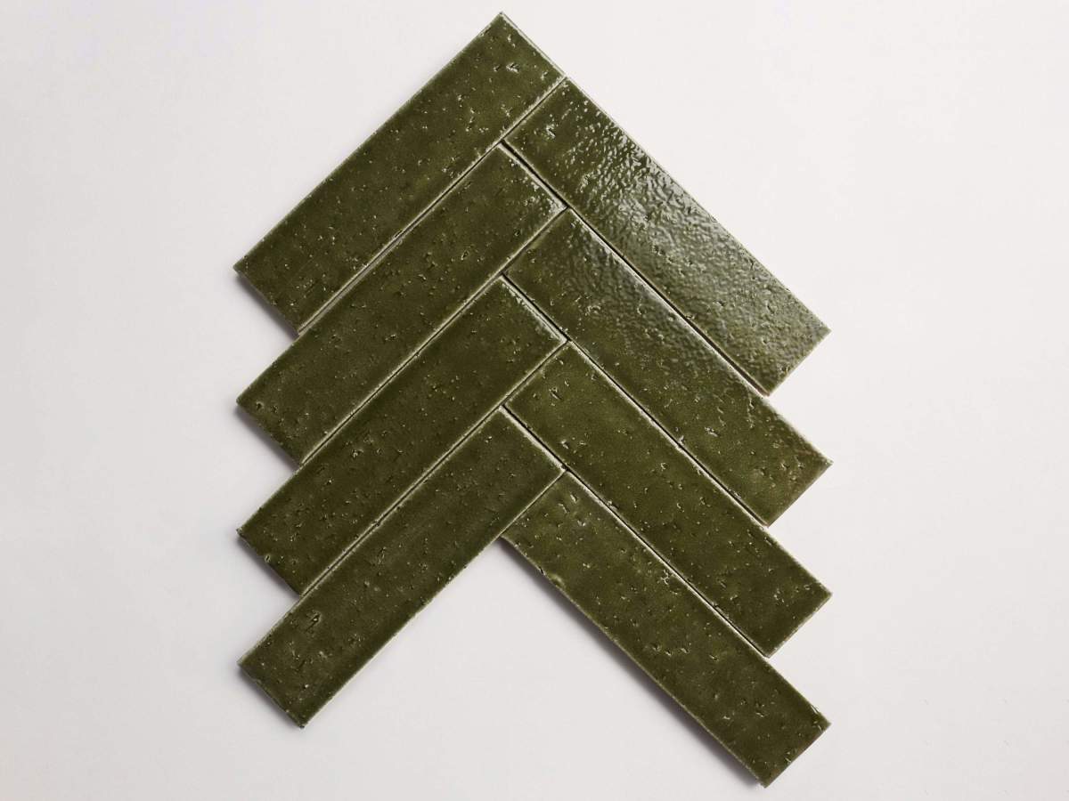 Modern farmhouse glazed brick deep green gloss tile.