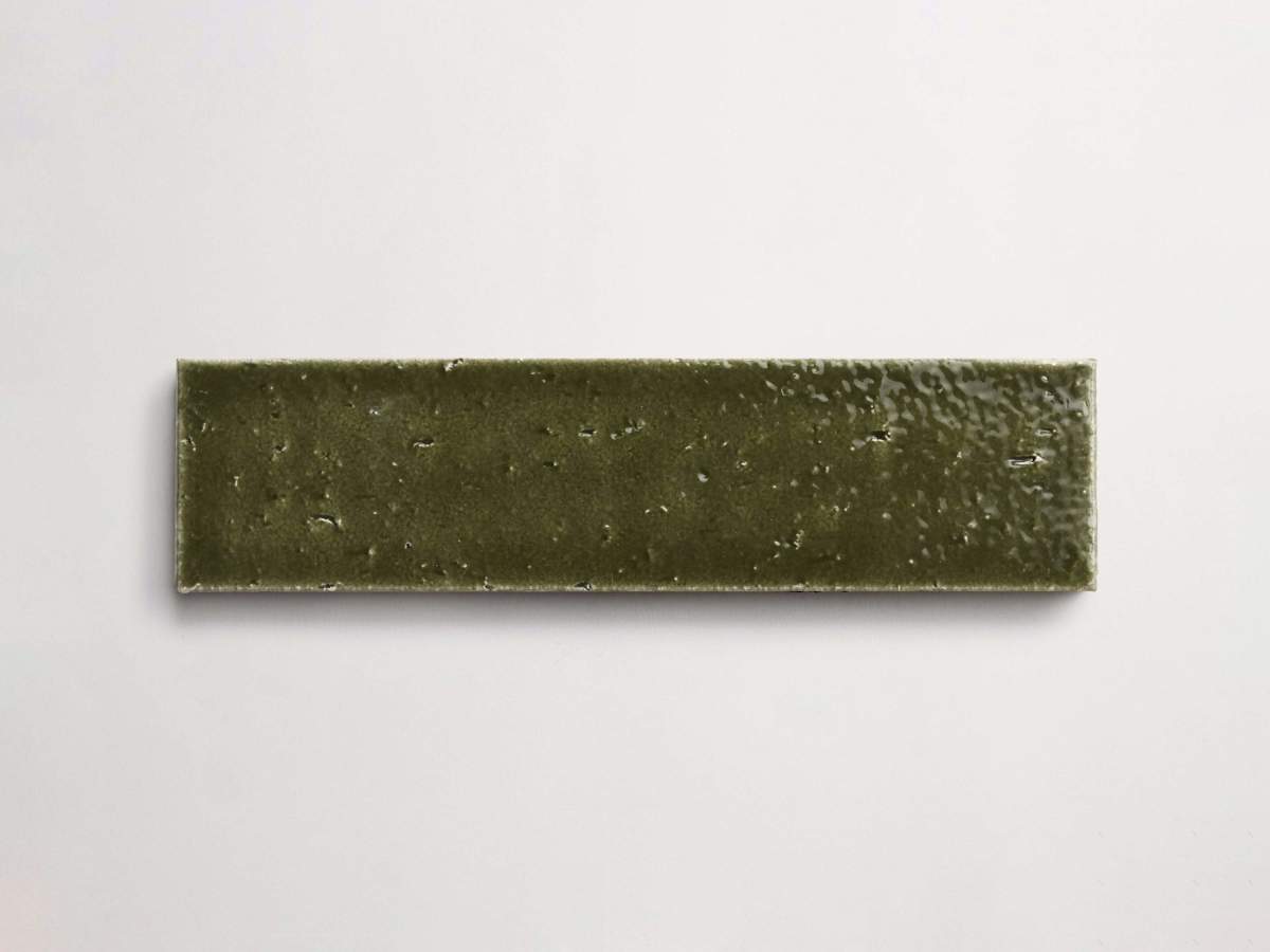 Modern farmhouse glazed brick deep green gloss tile.