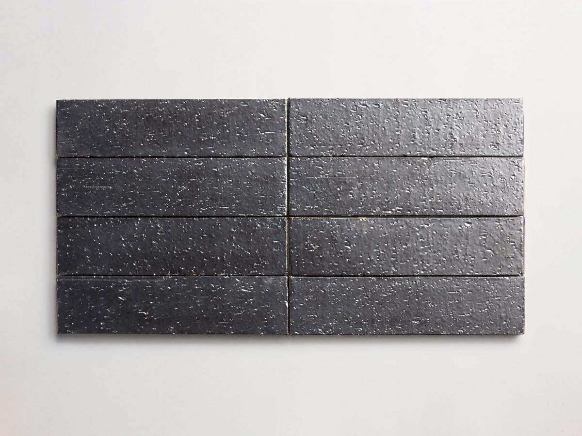 Modern farmhouse glazed brick subway gunmetal matte tile.