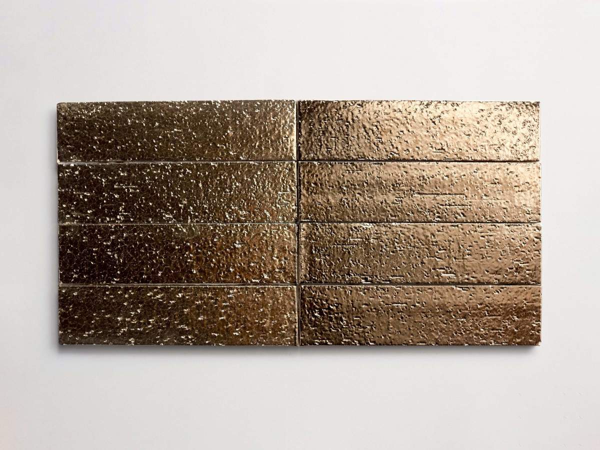 Modern farmhouse glazed brick subway bronze gloss tile.