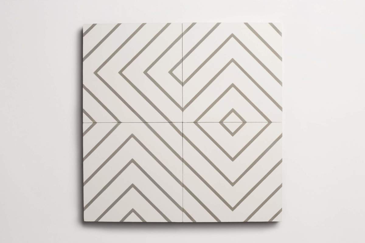 Tile concrete cement zenith grey pinstripe on white.