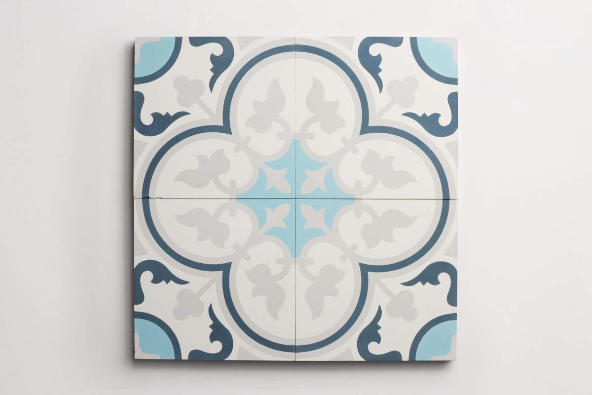 Tile concrete cement four leaf clover federal blue.