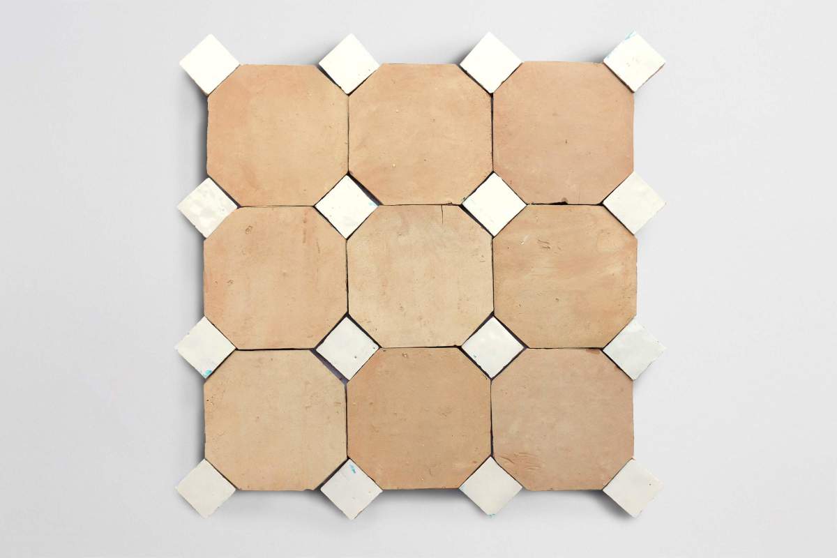 Sea salt bouchon & 4" octagons natural zellige tile.