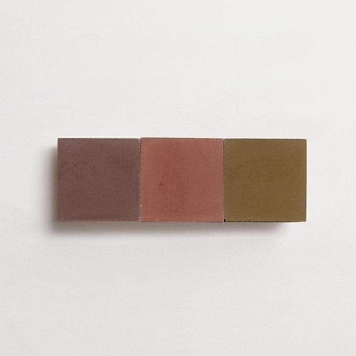 cement: mythology checkerboard | oz | grande | matte | trio | prune, fig, + army | sample ~ 2"x2"x⅝"