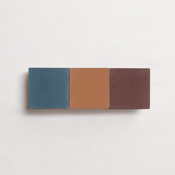 cement: mythology checkerboard | salon | grande | matte | trio | umber, mallard + fig | sample ~ 2"x2"x⅝"