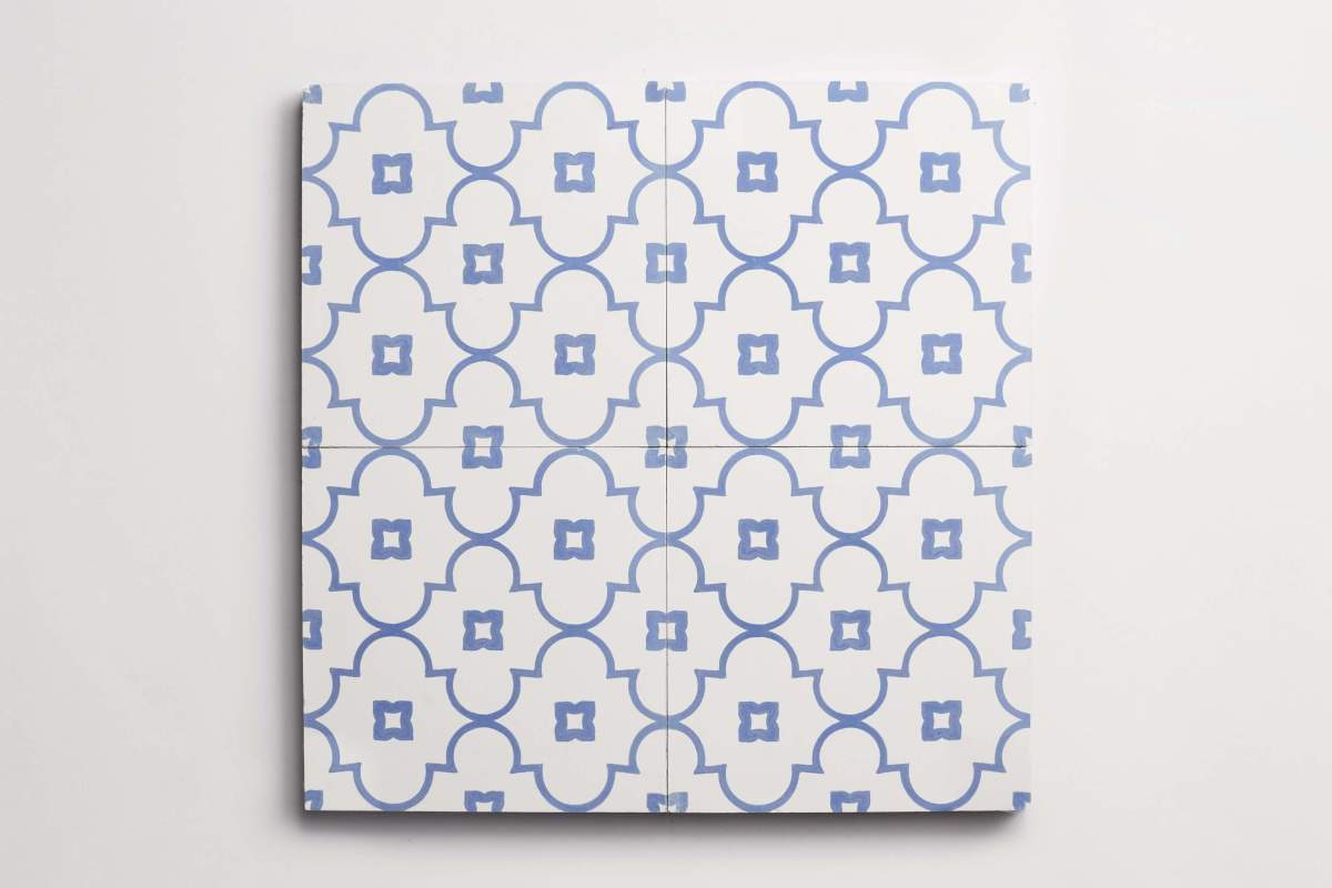 Tile cement moroccan 2 petite arabesque nautical blue.
