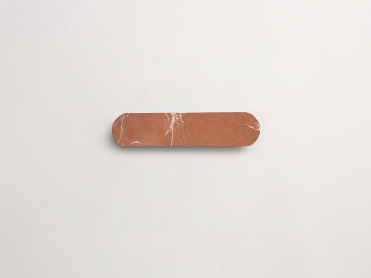 Oval tile mosaic rojo alicante marble lapidary.