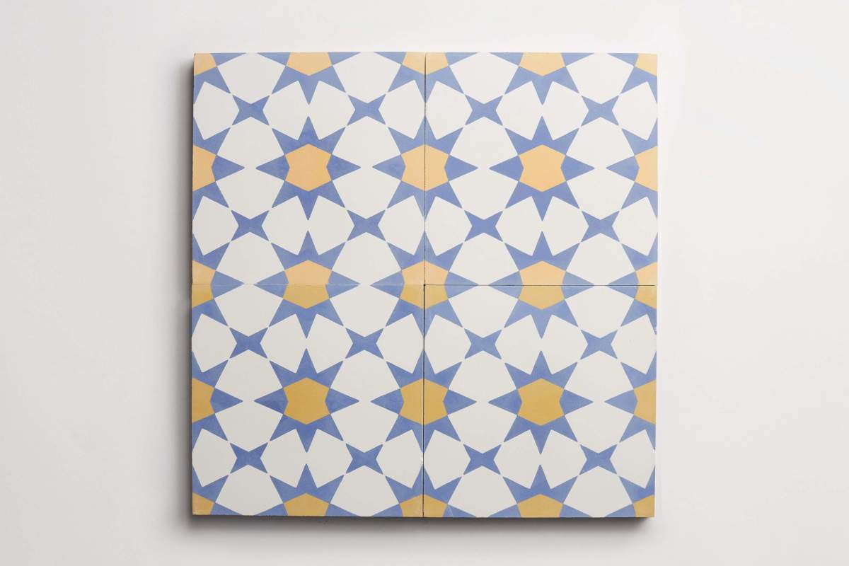 Tile concrete cement moroccan 3 fez curry white.