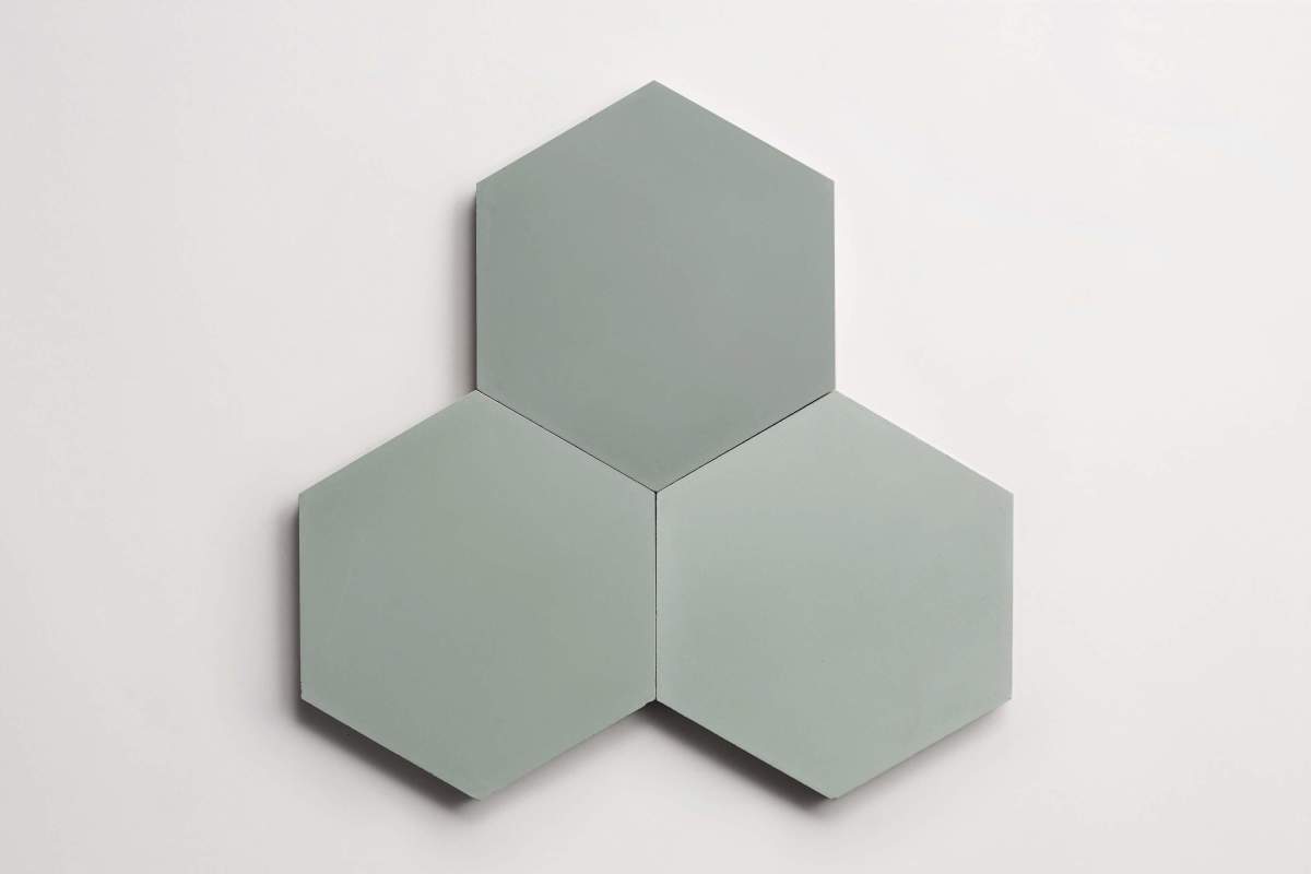 Cement tile solid colors 9x8 Hex Basil Green.