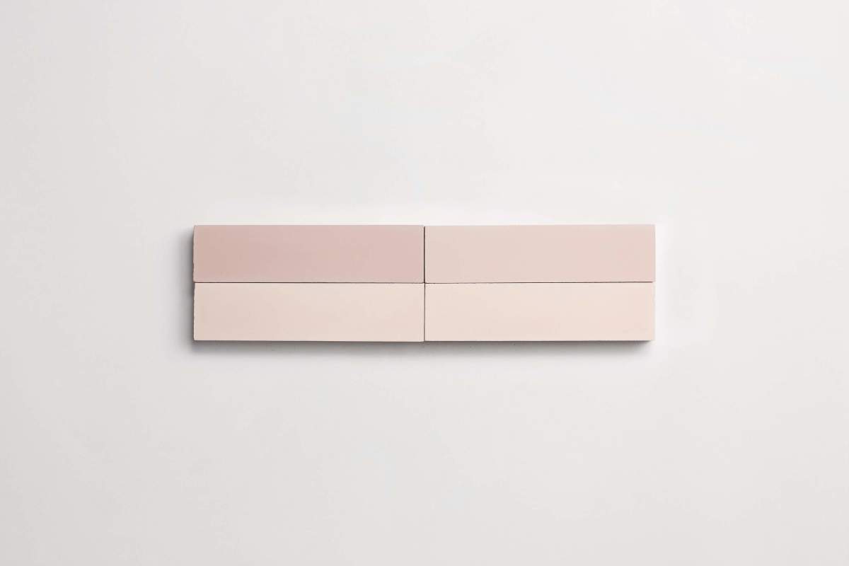 Cement tile solid colors 8x2 Rectangle Mocha Pink.