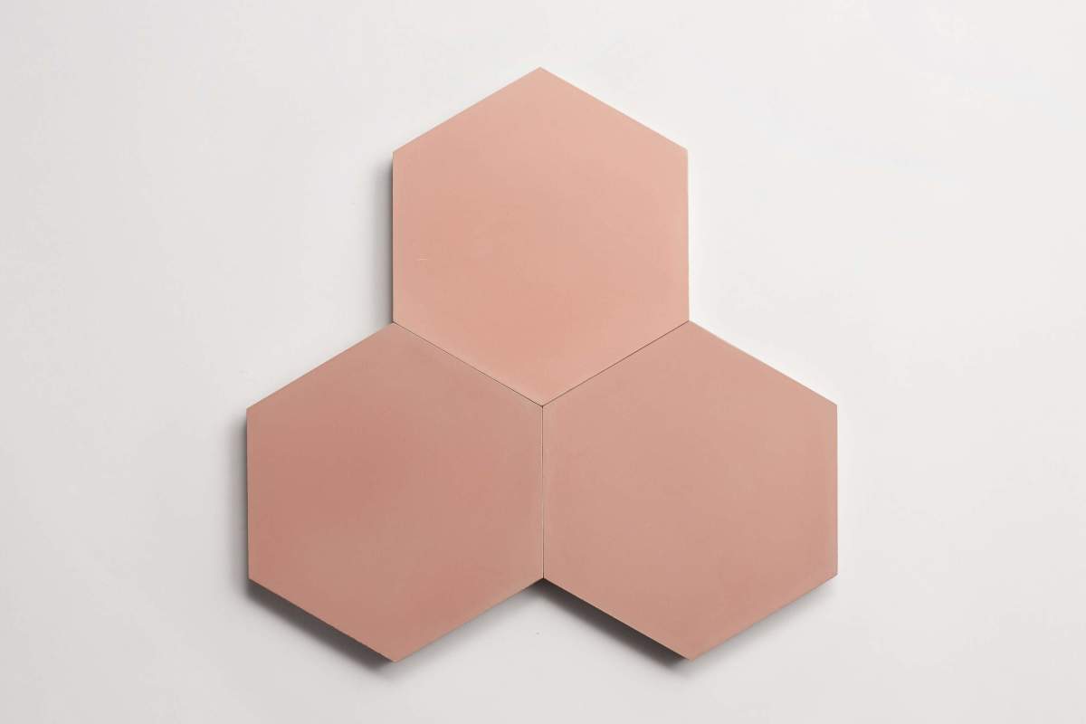 Cement tile solid colors 9x8 Hex Red Clay Pink.
