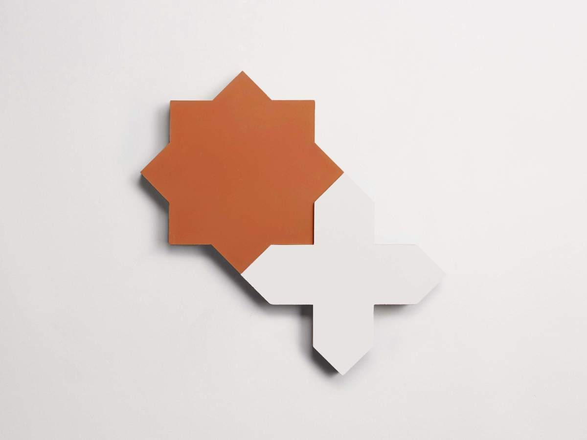 Tile cement pavimenti flowerpot star + white cross.