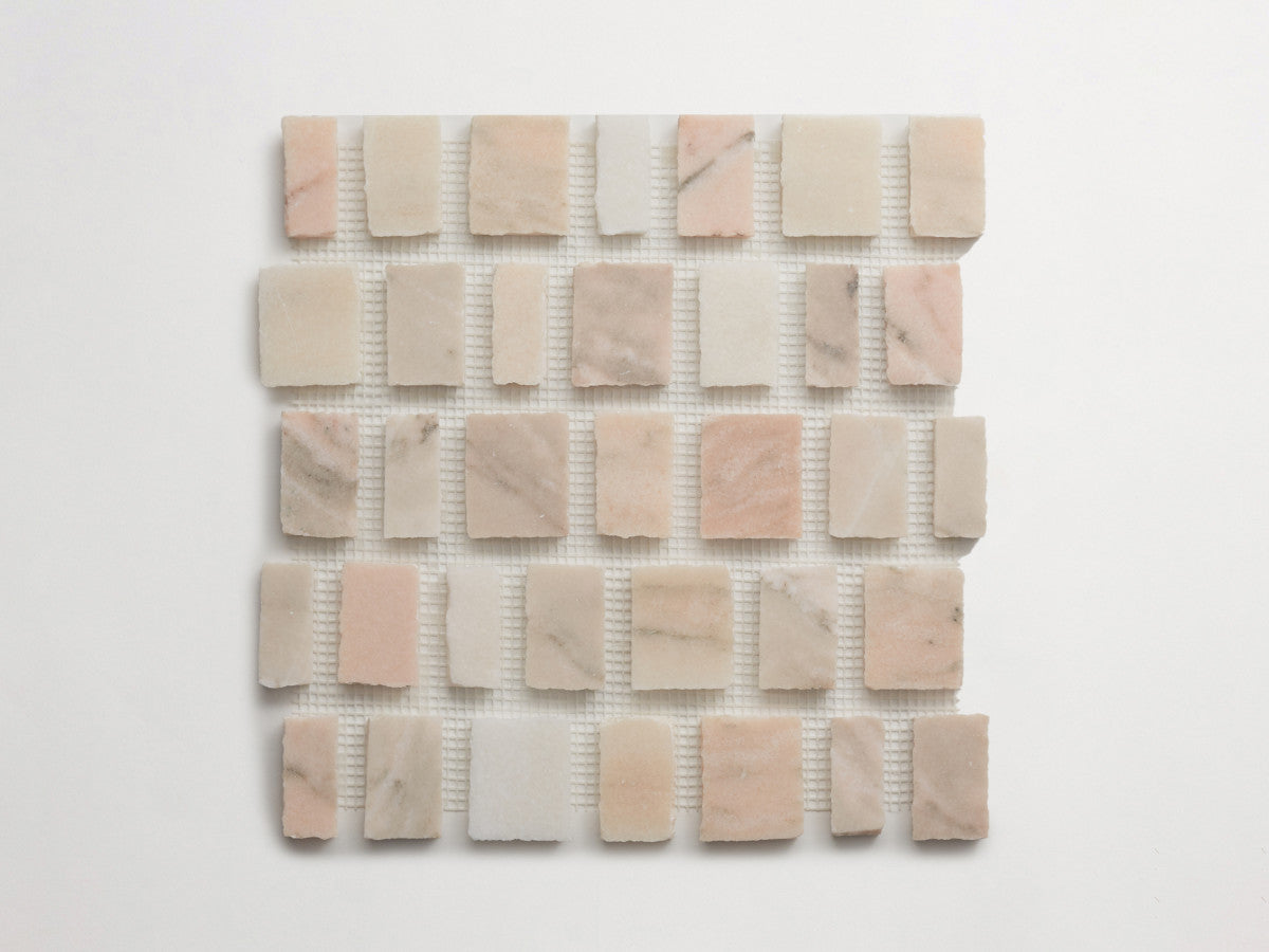 Lapidary mosaic tile sheet pink/grey 12.25 x 12.