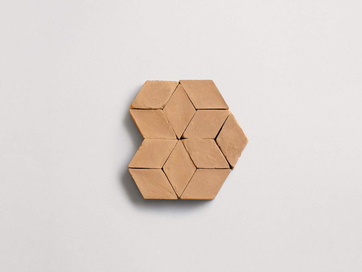 fornace brioni + cristina celestino | trama | unfinished | cotto rosato | sample ~ 1¼"x2"x⅝"
