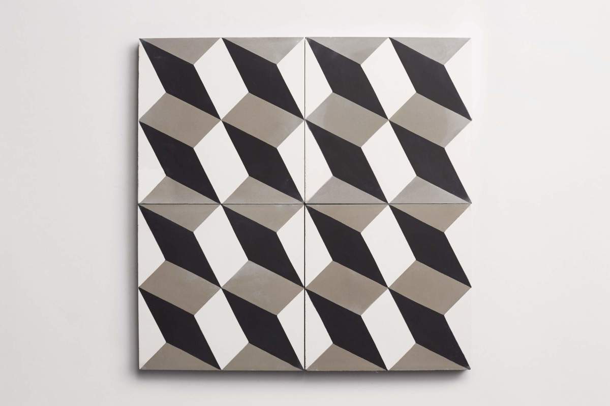 Tile cement modern roman holiday black metal white.