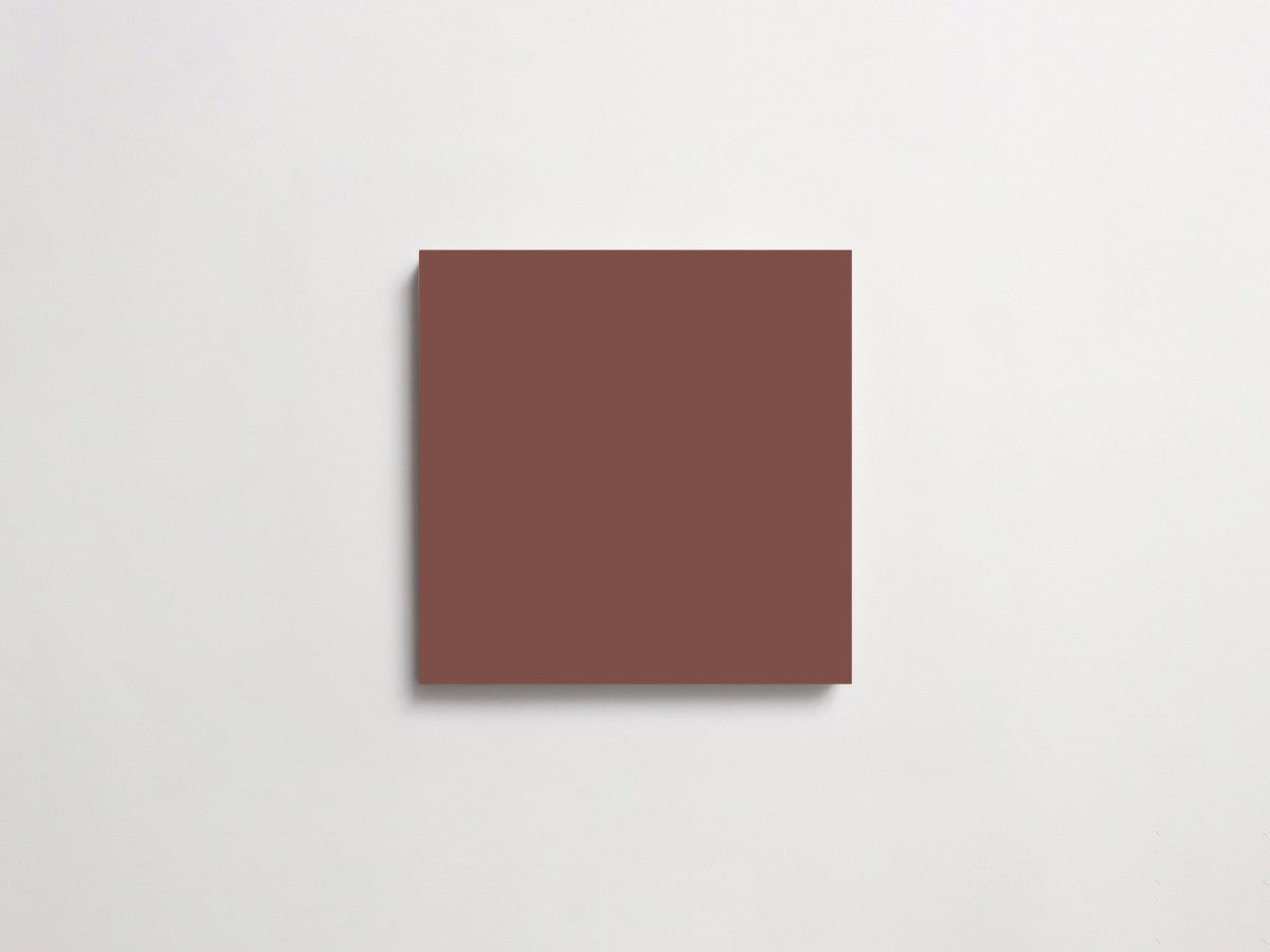 Cement tile solid color 4x4 square Russet red brown.