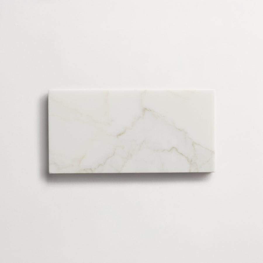 clé lapidary: legacy | subway | honed | calacatta gold | sample ~ 3"x6"x⅜"