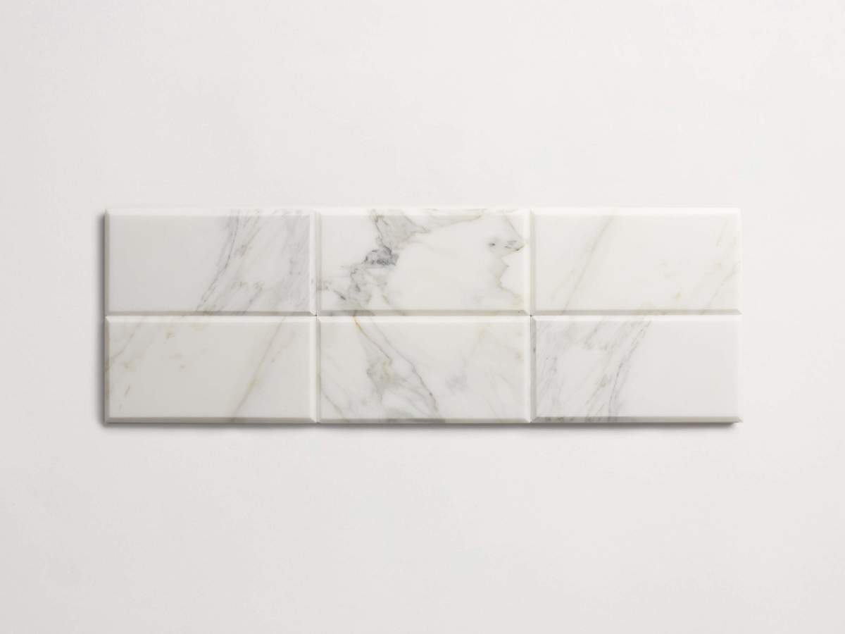Premier Stone Tile honed beveled white gold marble 6 x 3.