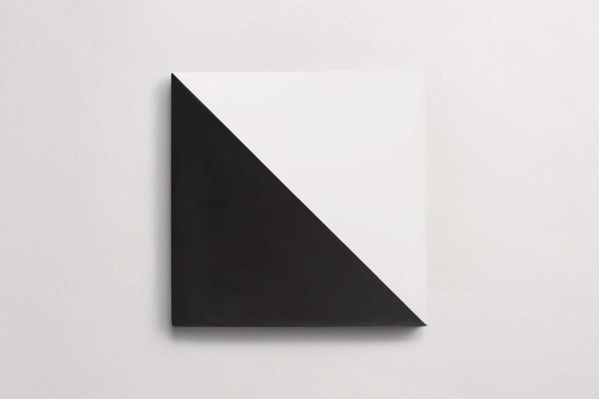 Tile concrete cement bold slant triangle black white.