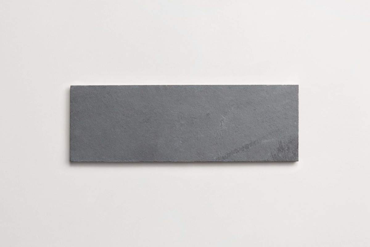 Tile natural stone slate small plank 4x12 grey.