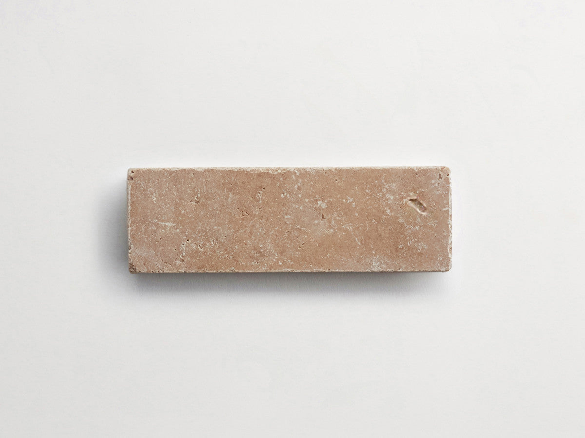 Pantry pavers tumbled travertine 2x6 sand tile.