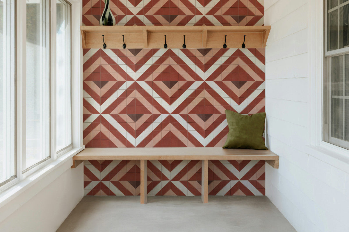cement: clé + serena dugan studio | fuego mural | chestnut, rouge, flame + paste ~ 4"x4"x⅝"