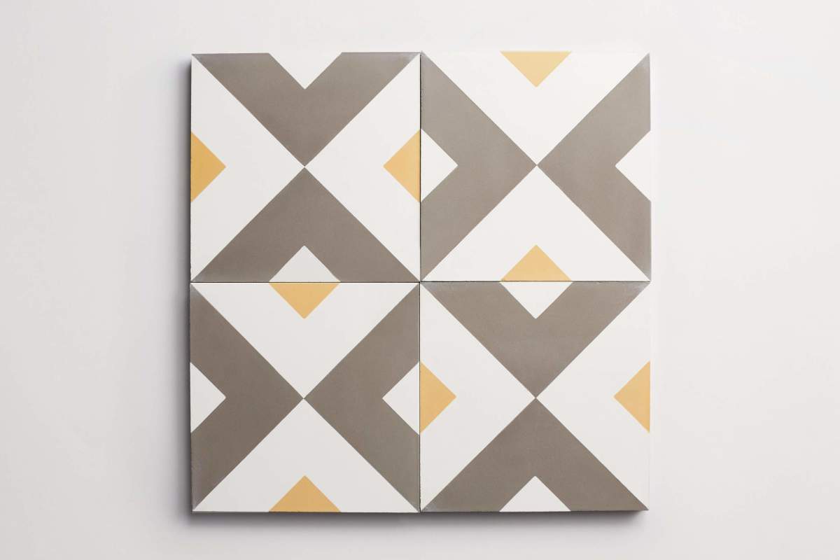 Tile concrete cement checkered past pulsating metal.