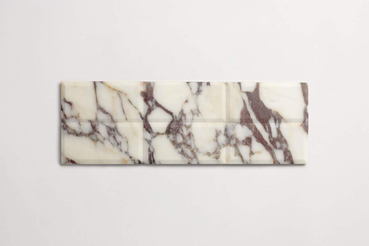 Calacatta viola 3x6 subway bevel.