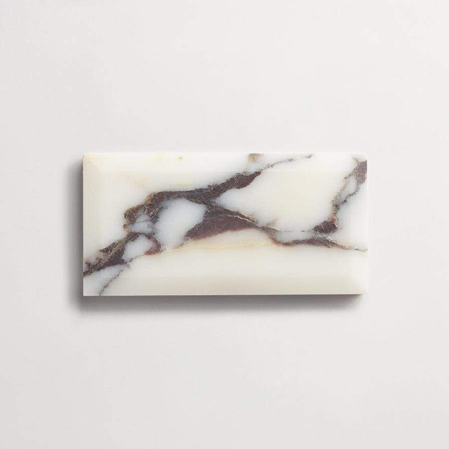 clé lapidary: legacy | beveled subway | honed | calacatta viola | sample ~ 3"x6"x⅜"