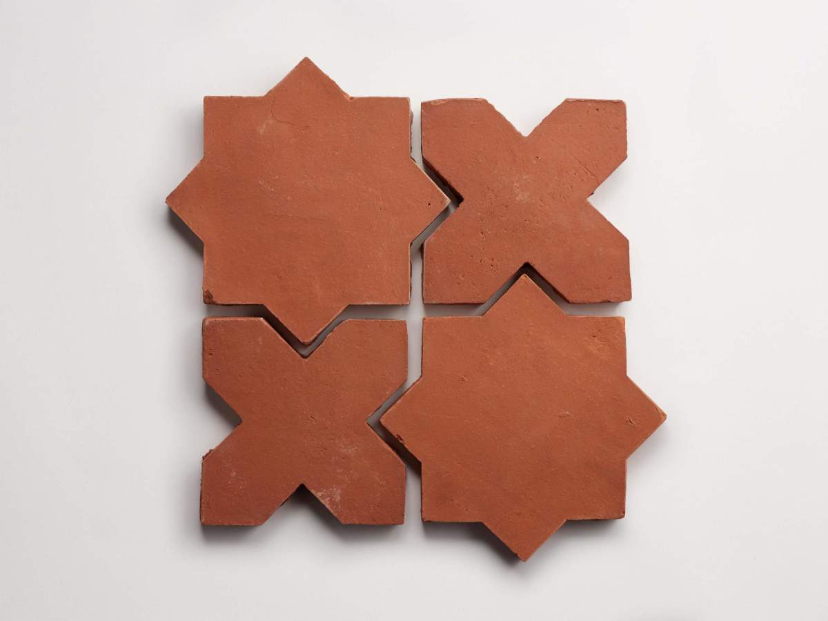 Terracotta Tile Star + Cross Unfinished Red Tile.