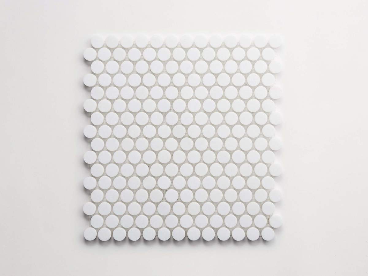 Tile thassos white stone penny rounds sheet.